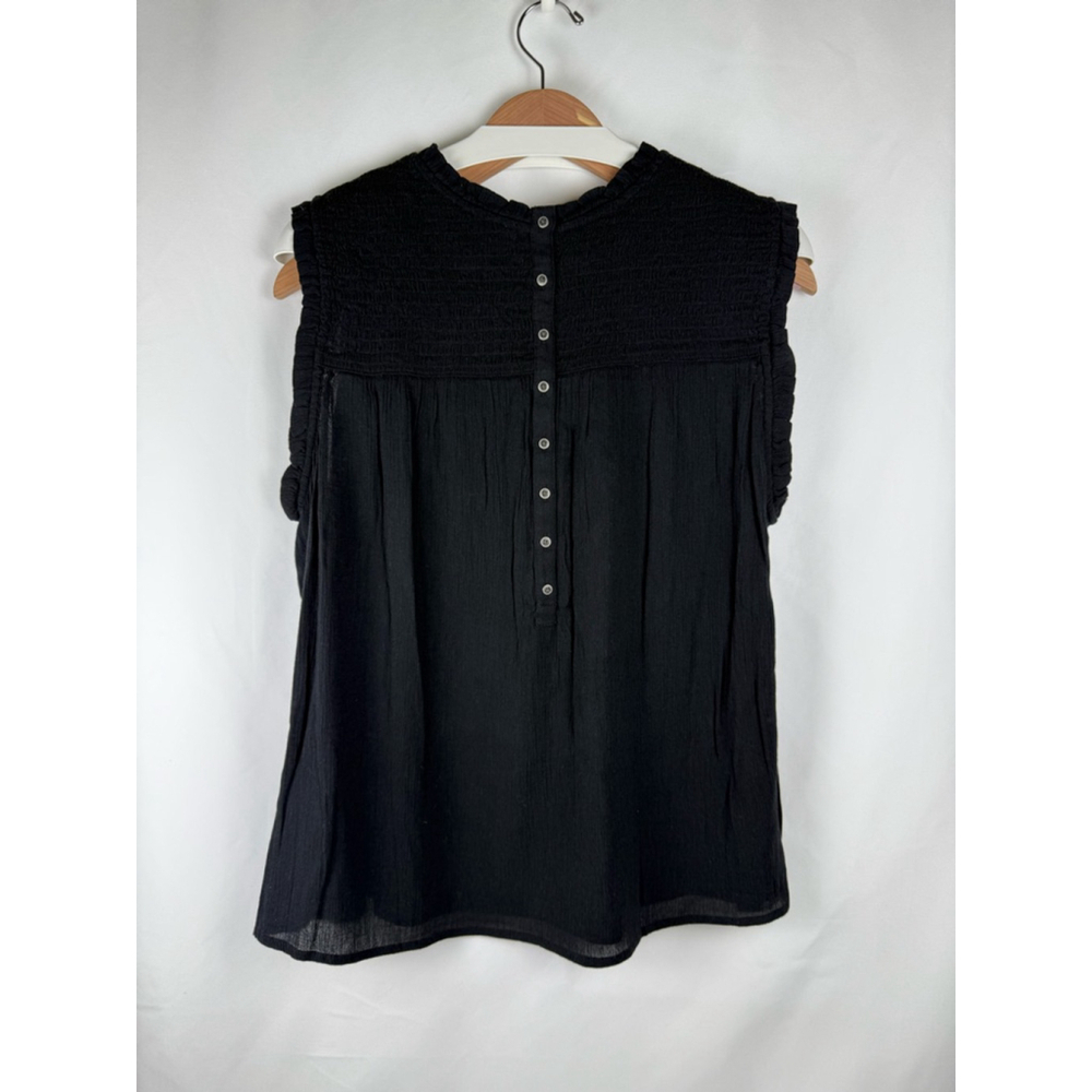 Women's Caslon Smocked Blouse Black Size XL - Picture 5 of 8